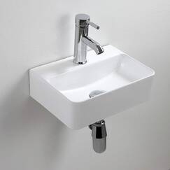 XIFIRY Kompaktes rechteckiges weißes Keramik-Waschbecken, kleines Badezimmer-Wandmontage-Waschbecken, 365 x 250 x 105 mm (Stil 1)