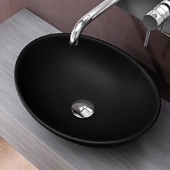 doporro Waschbecken oval Aufsatzwaschbecken Anthrazit Matt Waschschale aus Keramik Handwaschbecken für das Badezimmer und Gäste-WC Nano-Versiegelung Brüssel205