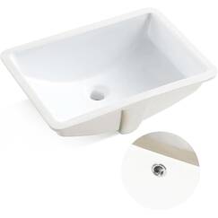 Friho Modernes, elegantes, rechteckiges Unterbau-Waschbecken, Porzellan-Keramik, WC-Waschbecken, 40 x 29 x 19 cm, Weiß mit Überlauf