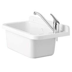 Negrari Wandwaschbecken aus Kunstharz, beständig gegen Säuren der üblichen Verwendung, feuchtigkeitsbeständig, Abfluss-Set im Lieferumfang enthalten, für Innen- und Außenbereich, L50 x B34 x H21 cm,
