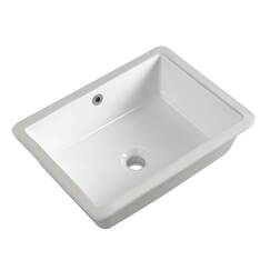 Langlebige, rechteckige Unterbauspüle aus Glaskeramik, Waschtisch, Badezimmer, Toilette, Waschbecken, Reinweiß, 46,5 x 35 x 18 cm