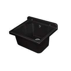 Negrari Waschbecken für Wandmontage, aus Harz, beständig gegen Säuren der üblichen Verwendung, feuchtigkeitsbeständig, Abfluss-Set im Lieferumfang enthalten, L 42 x B 34 x H 21, Schwarz mit Glitzer