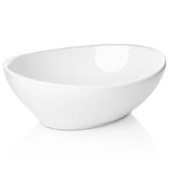 miligoré 40,6 x 33 cm Oval Weiß Keramik Schiff Spüle - Modernes Ei Form vor Zähler Badezimmer Vanity Schüssel