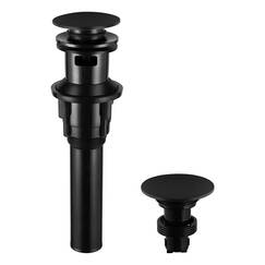 PARLOS Push and Seal Pop Up Abflussstopfen mit Überlauf für Waschbecken Waschbecken Wasserhahn Waschtisch Waschtisch matt schwarz 20861