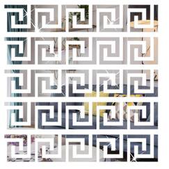 SelfTek 60 Stück Abnehmbare Acrylspiegel Spiegel Wandaufkleber Silber Spiegel Abziehbilder Geometrische Griechische Schlüsselmuster für zu Hause Schlafzimmer Hintergrund Dekoration (60-Silber)