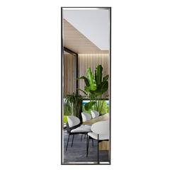PETAFLOP Wandspiegel 122 x 35,5 cm, Ganzkörperspiegel mit explosionssicherer Membranschutz und schwarzem Rahmen, für Schlafzimmer, Bad, Flur oder Garderobe