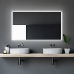 Talos Moon Badspiegel mit Beleuchtung 120x70 cm - Badezimmerspiegel mit Beleuchtung - feuchtwassergeeignet durch Aluminiumrahmen - Licht-Farbe Neutralweiß