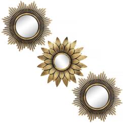Kelly Miller Kleine goldene Spiegel-Sets für Wanddekoration, 3 Stück, tolle Wanddekoration für Wohnzimmer, Schlafzimmer und Esszimmer (BM013)
