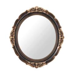 OMIRO Dekorativer Wandspiegel, Vintage-Hängespiegel für Schlafzimmer, Oval, Antique Braun