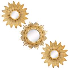 Kelly Miller Kleine runde Spiegel für Wanddekoration, 3er-Set, goldene Wanddekorationen für Wohnzimmer, Schlafzimmer & Badezimmer (MS018)