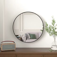 Beauty4U 40,6 cm Wandspiegel für Badezimmer, kleiner schwarzer runder Spiegel für Wand, 40,6 cm langer runder Spiegel für Wohnzimmer, Waschtisch, Schlafzimmer