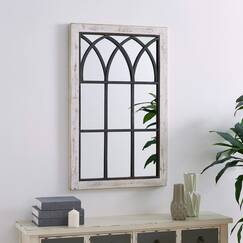 FirsTime & Co. White Vista Arch Wandspiegel, rechteckig, Wandbehang Spiegel für Schlafzimmer, Eingang, Badezimmer, Waschtisch, Holzrahmen, Bauernhaus, 95 x 59,9 cm