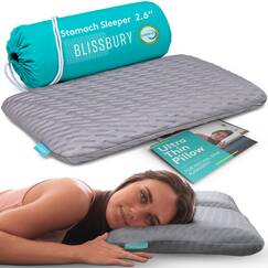 BLISSBURY Ultrad&uuml;nnes Kissen zum Schlafen, Premium-Memory-Schaum, flaches Kissen zum Schlafen, R&uuml;cken- und Bauch-Schlafkissen, zertifizierter Schaumstoff f&uuml;r Nacken- und R&uuml;ckenst&uuml;tze, Abnehmbarer