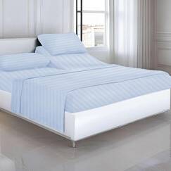 Bettlaken f&uuml;r verstellbares Bett, 100 % &auml;gyptische Baumwolle, Fadenzahl 1000, f&uuml;r Schlafnummernbett, 86,4 cm, flexibles Oberteil, 45,7 cm tief, 4-teiliges Bettlaken-Set, hellblau gestreift