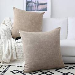 Kevin Textile Kissenbez&uuml;ge aus Kunstleinen, sehr weich, f&uuml;r Schlafzimmer/Sofa/Auto, 2 St&uuml;ck, 61 x 61 cm, nat&uuml;rliches Leinen