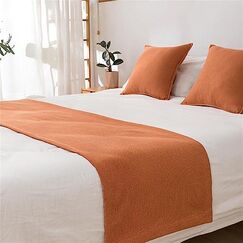 Morbuy Moderne Hotel Bettl&auml;ufer Schals Weiche Bettw&auml;sche Schal Bettlaufer Bettschal Bettschwanz Handtuch Dekoration F&uuml;r Einzel Queen King Size Bett Flagge (Orange,45x210cm f&uuml;r 150cm Bett)