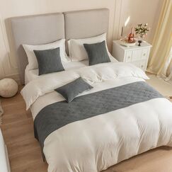 Morbuy Bettl&auml;ufer und Kissen Bezug, Muschelmuster Jacquard Bettschal f&uuml;r den Fu&szlig; des Bettes Luxus Weicher Bettlaufer Schlafzimmer f&uuml;r G&auml;stehaus Hotel Schlafzimme (45x180cm (Bettl&auml;ufer),grau)