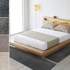 Floordirekt Bettumrandung Lyon - Velours Bettvorleger Teppichl&auml;ufer - 3-teiliges L&auml;ufer-Set in 3 Gr&ouml;&szlig;en - Melierter Flor (B: 67 cm - L: 1 x 250 cm + 2 x 140 cm, Schwarz)