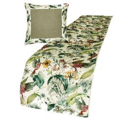 The HomeCentric Dekorativ Elfenbein CA King 215 x 45 cm Bett Renner MIT Kissenbezug, Vogel, Pailletten & Perlen Baumwolle Bett Renner Zeitgen&ouml;ssisch Blumen - Exotic Birds