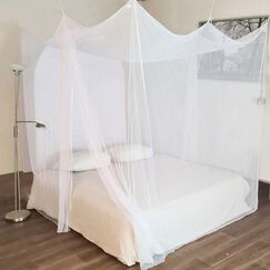 Flystopper - MOSKITONETZ Doppelbett XXL - 240x220x230, XXL M&uuml;ckennetz f&uuml;r Bett, feinste L&ouml;cher, rechteckiger Netzvorhang Reise, Insektenschutz, 2 Eintr&auml;ge, einfache Anbringung, Tragetasche