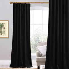StangH Verdunkelungsvorh&auml;nge aus Samt, f&uuml;r Wohnzimmer, edle Heimdekoration, w&auml;rmeisoliert, Schiebet&uuml;rvorh&auml;nge f&uuml;r Theater/Filmzimmer, B 132 x L 244 cm, 1 Vorhang, schwarz