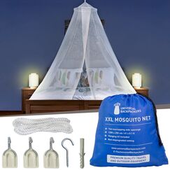 Moskitonetz Inklusive Klebehaken f&uuml;r Reise & Dekoration - 2 &Ouml;ffnungen oder Vollst&auml;ndig Geschlossener M&uuml;ckennetz f&uuml;r Doppelbett & Einzelbett - Hochwertige Baldachin & Leichte Materialien