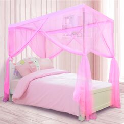 South To East Prinzessin Baldachin Bettvorh&auml;nge f&uuml;r M&auml;dchen Kinderbett Baldachin 4 Ecke Bettvorh&auml;nge Prinzessin Bettvorhang f&uuml;r M&auml;dchen Zimmer Dekor Twin Gr&ouml;&szlig;e Rosa, 200 * 100 * 190cm