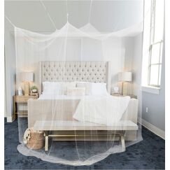Moskitonetz Doppelbett 210x210x220cm 8 Aufh&auml;ngepunkte m. Klebehaken - M&uuml;ckennetz Bett f&uuml;r Einzelbett & Doppelbett mit 2 &Ouml;ffnungen f&uuml;r leichten Einstieg - Himmelbett Vorhang als Bett M&uuml;ckenschutz