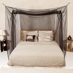 Moskitonetz f&uuml;r Doppelbett Wei&szlig; &ndash; 6 H&auml;ngeschlaufen, ohne &Ouml;ffnungen &ndash; dekorative rechteckige Form f&uuml;r Zuhause & Reise &ndash; Betthimmel-Aufh&auml;ngeset und Tragetasche inklusive &ndash; 200 x 180 x 180 cm