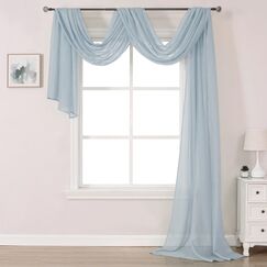 DONREN Durchsichtige Betthimmel-Vorh&auml;nge, eleganter, Solider Voile, durchsichtiger Volant-Topper, Langer Fenster-Behandlungsschal f&uuml;r Villa/Landhaus (1 St&uuml;ck, Dusty Blue, B 132 x L 550 cm)