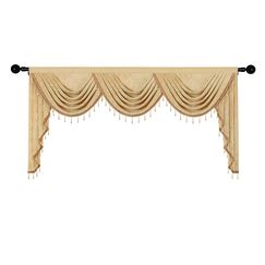 ELKCA Dicke Chenille-Vorh&auml;nge f&uuml;r Wohnzimmer, luxuri&ouml;ser Goldener Querbehang mit Perlen f&uuml;r Schlafzimmer, Stangendurchzug (240 cm, 1 Panel)