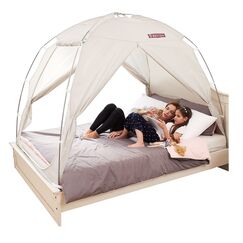 BESTEN Bodenloses Sichtschutzzelt f&uuml;r den Innenbereich auf dem Bett f&uuml;r warmen und gem&uuml;tlichen Schlaf in zugigen R&auml;umen (Full/Queen, Grau)