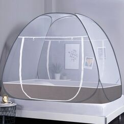 Omont Pop-Up-Bettnetz-Zelt mit Boden, faltbares Design, Betthimmel f&uuml;r Schlafzimmer und Ausfl&uuml;ge, einfach zu installieren und zu waschen, Doppel- bis King-Size-Gr&ouml;&szlig;e (200,7 x 180,3 x 149,9 cm)