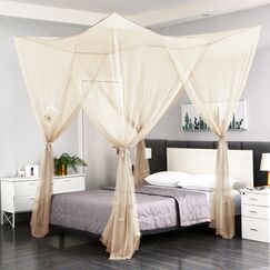 Mengersi Moskitonetz f&uuml;r Betthimmel, Vier Eckpfosten, Betthimmel, Bettvorh&auml;nge f&uuml;r Doppelbett, XL-Bett, Bettvorh&auml;nge f&uuml;r Terrasse, Innen- und Au&szlig;enbereich