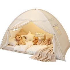 Kleinkind Baldachin Lichter & Flaggen Indoor Boden Bett Kinder Zelt Spielhaus Tragbar & Faltbar Twin Etagenbett Vorh&auml;nge M&auml;dchen & Jungen Haus Schlafzimmer Privatsph&auml;re Platz Schlafzelte Geschenke
