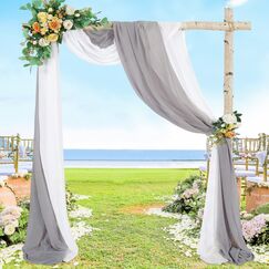 Hochzeitsbogen Drapieren Party Hintergrund Vorhang Paneele 6 Meter Chiffon Stoff Draperie Brautparty Geburtstag Fotografie Hintergrund 2 St&uuml;ck wei&szlig; + grau