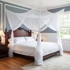 Mengersi 4 Corner Post Elegant Mosquito Net Curtain Bed Canopy for Full Queen King Bed,Suitable for Indoor Outdoor Net(87x79x98&ldquo;(Suggested for Full to King), White)