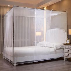 Niemro Wei&szlig;es Moskitonetz-Zelt f&uuml;r Bett, einseitig &ouml;ffnend, Baldachin-Netz, Vorhangnetz f&uuml;r Schlafzimmer, Dekoration f&uuml;r Queen-Size-Gr&ouml;&szlig;e (ohne Bettgestell)