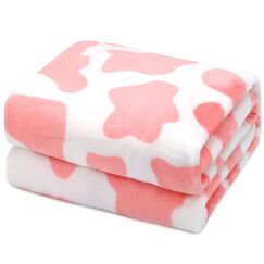 HSEEC Kuscheldecke mit Kuhmuster, Warmer Pl&uuml;sch, niedlich, rosa Kuh, weiches Fleece-Flanell, leichte &Uuml;berwurfdecke, Sofa, Couch, Bett, Reisen, Kuh, Bettw&auml;sche, Raumdekoration f&uuml;r Kinder, Teenager,