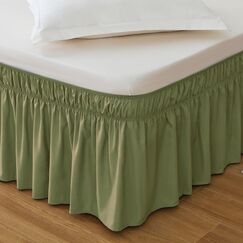 MEILA Bettrock mit R&uuml;schen, f&uuml;r volle Betten mit 40,6 cm L&auml;nge, elastische Staub-R&uuml;schen, einfache Passform, Knitter- und lichtbest&auml;ndig, Salbei