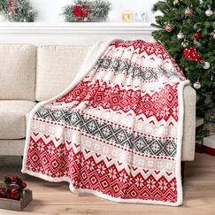 PAVILIA Premium Weihnachts-Sherpa-&Uuml;berwurfdecke, Weihnachtsdekoration, Fleece, Pl&uuml;sch, warm, gem&uuml;tlich, wendbar, Mikrofaser, Urlaubsdecke, 50 x 60 cm