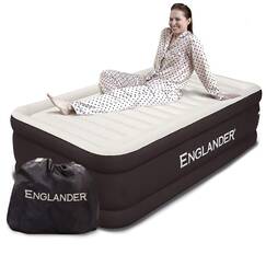 Englander Doppel-Luftmatratze mit eingebauter Pumpe &ndash; doppelt hoch, 136 kg Tragf&auml;higkeit &ndash; luxuri&ouml;se Gr&ouml;&szlig;e Campingmatratze &ndash; aufblasbares Bodenbett f&uuml;r Zuhause &ndash; Mikrofaser, wasserdichte Luftmatratze