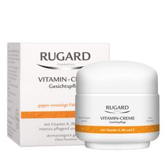 RUGARD Vitamin-Creme: Anti-Aging Gesichtspflege gegen vorzeitige Hautalterung, mit Vitamin A, B6, E und Kollagen, 50ml