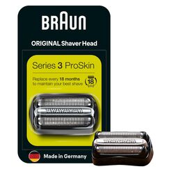 Braun Series 3 Elektrorasierer Scherkopf, ORIGINAL Ersatzscherteil vom Hersteller passend für Braun Herren Rasierer Series 3 ProSkin, 32B, schwarz, 1er Pack