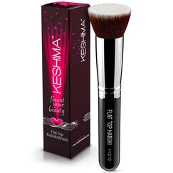 Foundation Pinsel von Keshima, Premium Flachkopf Kabuki Pinsel für Flüssige, Creme & Puder Foundation, zum Gleichmäßigen Auftragen und Nahtlosen Verblenden - Ø 3 cm Pinselkopf