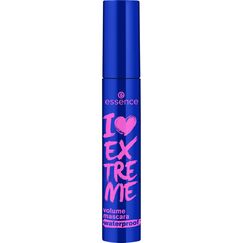 essence I LOVE EXTREME volume mascara waterproof, Schwarz, langanhaltend, volumengebend, schwunggebend, intensiv, vegan, wasserfest, ohne Mikroplastikpartikel, Nanopartikel frei, 1er Pack (12ml)