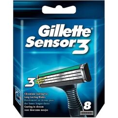 Gillette Sensor3 Rasierklingen mit verbesserten Gleitstreifen für eine glatte und komfortable Rasur, 8 Ersatzklingen