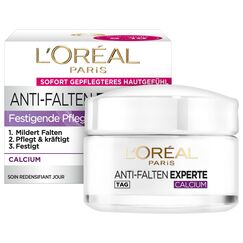 L'Oréal Paris Feuchtigkeitspflege für das Gesicht, Feuchtigkeitspendende Anti-Aging Tagescreme mit Calcium zur Minderung von Falten, Anti-Falten Experte 55+, 1 x 50 ml