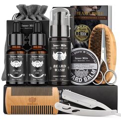 Bartpflege Set für Männer Alles-in-1: Bart Geschenke Geburtstagsgeschenk Weihnachtsgeschenke für Männer mit 40ML Bartöl, Bartbürste, Bartshampoo, Bartbalsam, Bartkamm & Rasiermesser, Männergeschenk