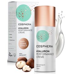 Cosphera - Hyaluron Performance Creme 50 ml - vegane Tages- und Nachtcreme hochdosiert für Gesicht, Hals, Dekolleté, Augen - Anti-Falten Feuchtigkeitsbehandlung für Frauen und Männer